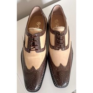 NWOB Mens Fortune From Liberty Tan/Brown Wing Tip Leather Dress Shoes Size 7.5 M